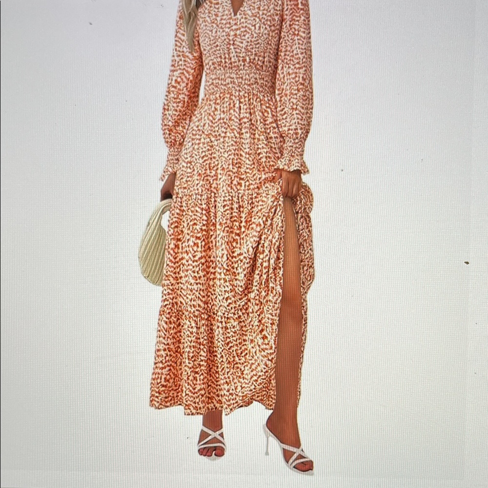 Chic Patterned Maxi Dress in Orange